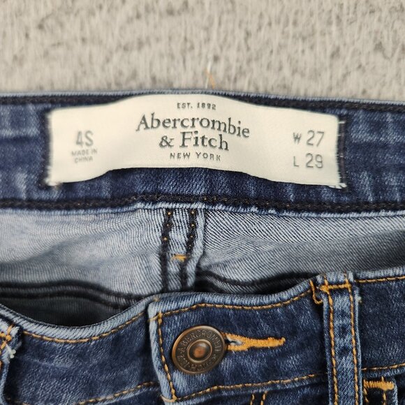 Abercrombie & Fitch Jeans Women's 4S Blue Low Rise Skinny Stretch Denim Pants - Picture 8 of 11